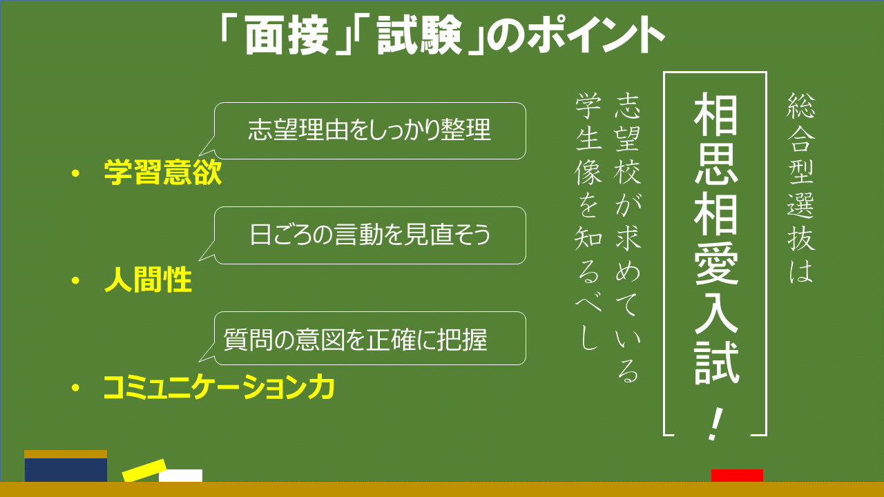 「面接」「試験」のポイント