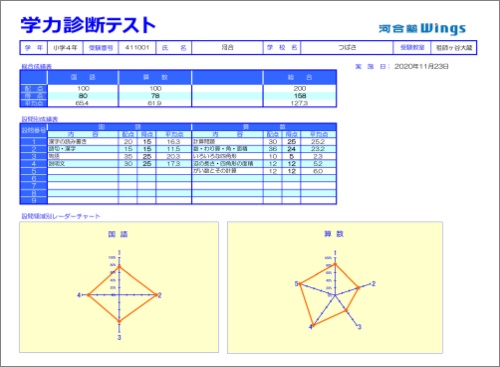 学力診断テスト結果