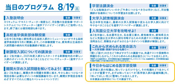 当日のプログラム内容（オレンジ枠が当講演）