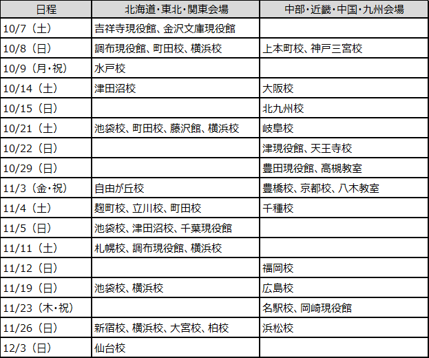 新課程入試講演会 日程