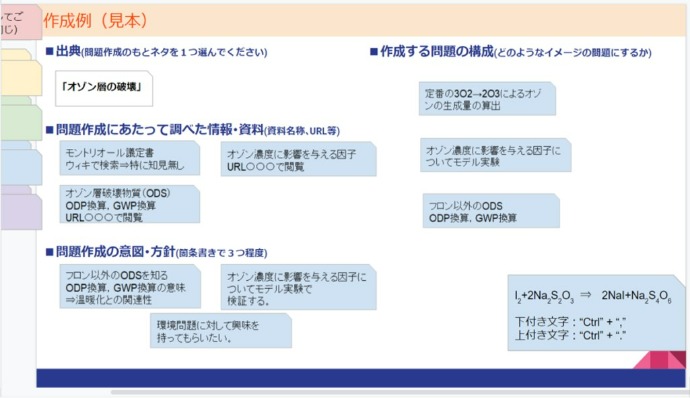 問題原案の作成例（見本）のスライド