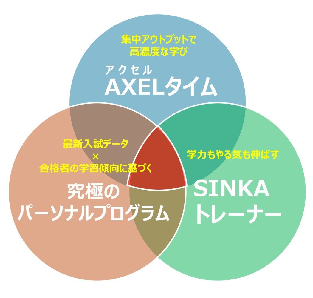 AXELタイム、究極のパーソナルプログラム、SINKAトレーナーの三位一体が高濃度な学習を実現。